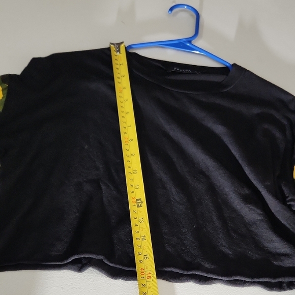 Papaya Top Black Yellow Long Sleeve Crop Top Small Y2K - Picture 5 of 8